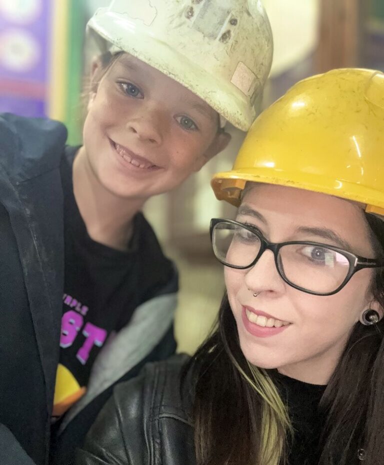 Natalie Swallow: "Henry and I donned our hard hats and took a very jolt-y ride 140m down to explore an old coal mine. Very grateful for these additional days with my boy - thanks SEP2!"