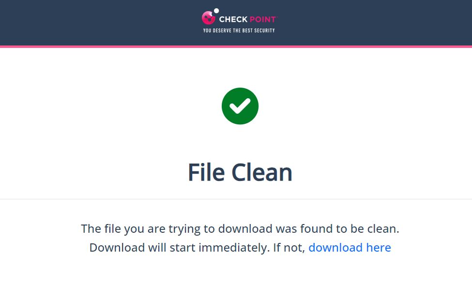 Check Point Harmony Email File Clean Pop Up